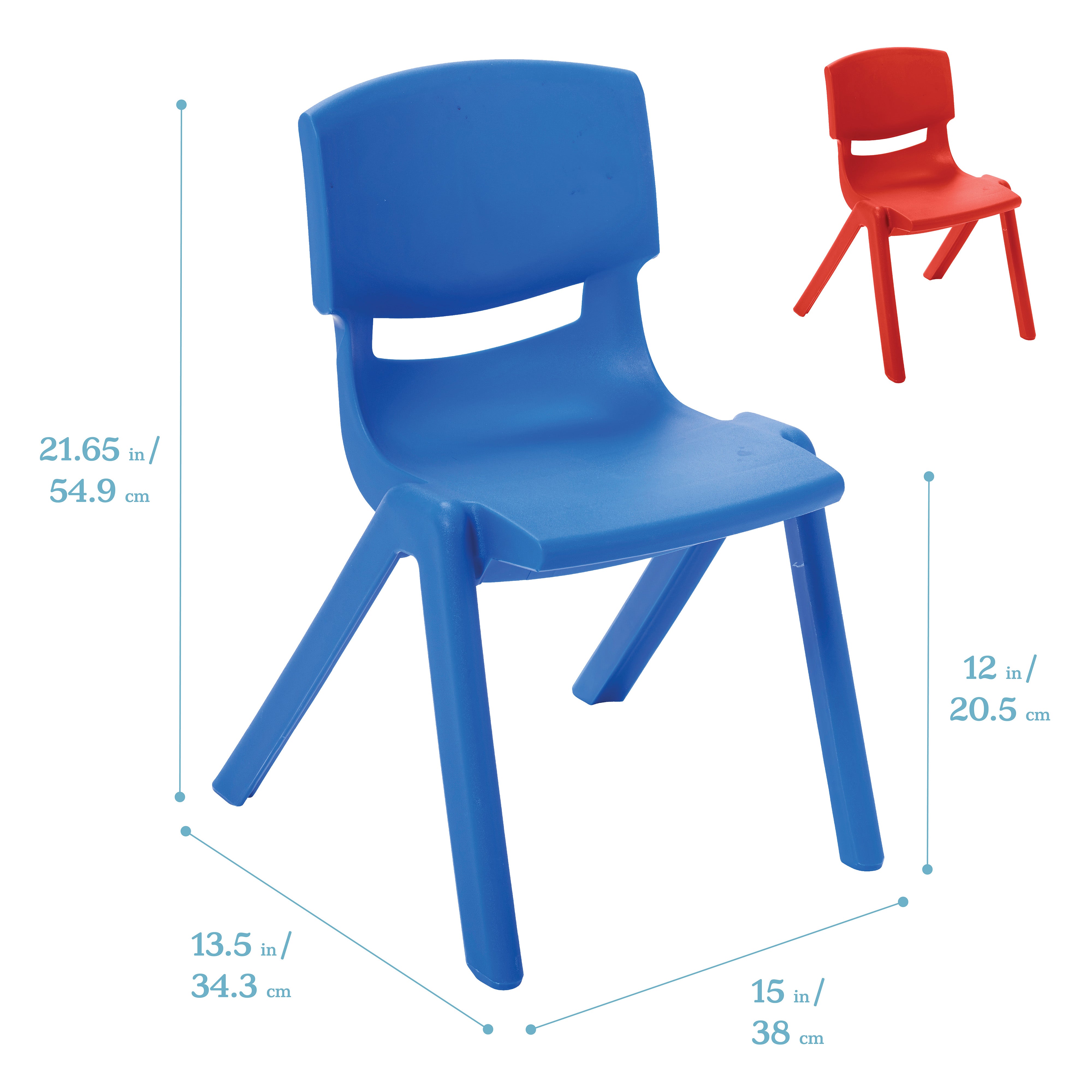 12in Plastic School Stack Chair Classroom Furniture Blue 10 Piece