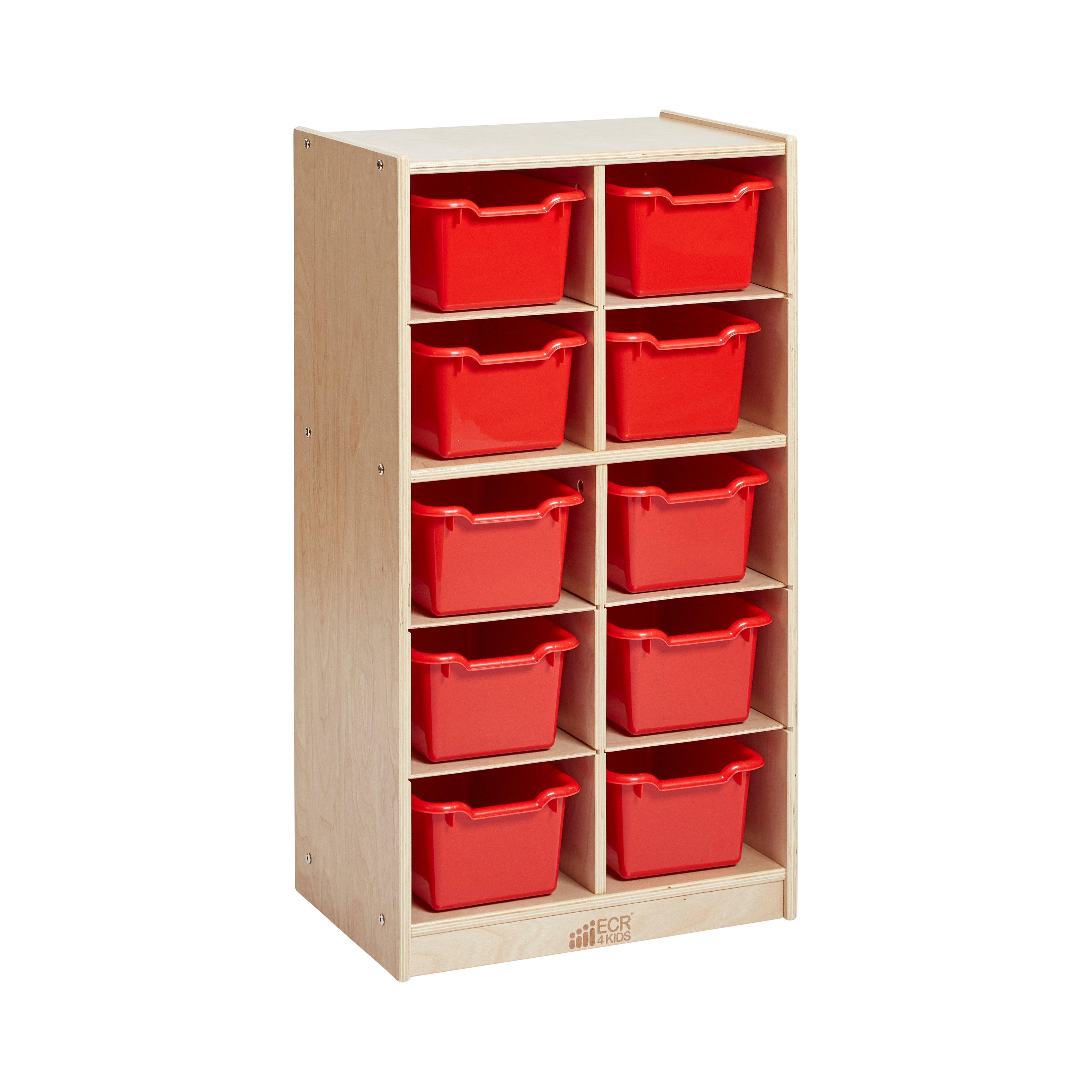 10 Cubby Mobile Tray Cabinet with 10 Scoop Front Storage Bins