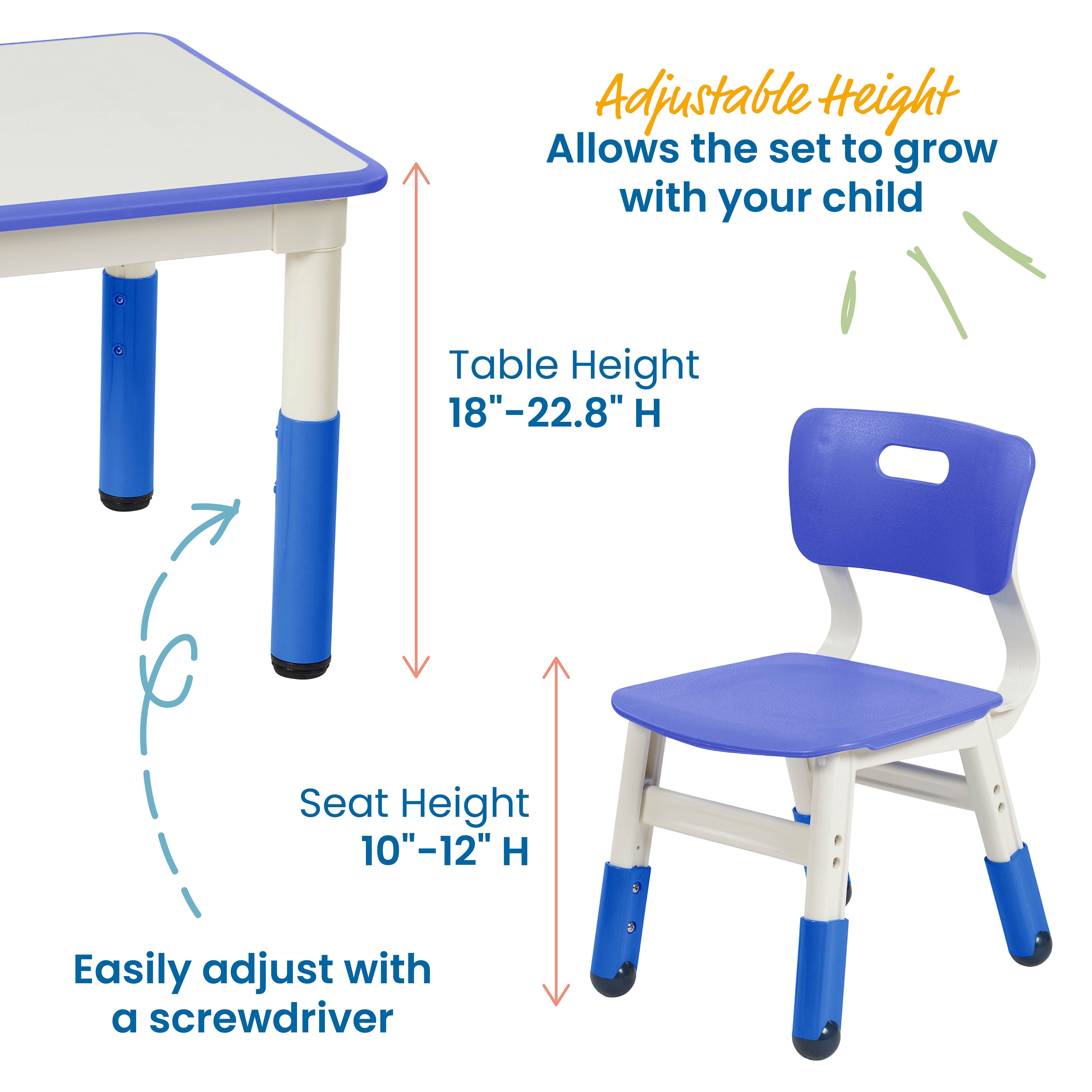 Adjustable height kids table best sale