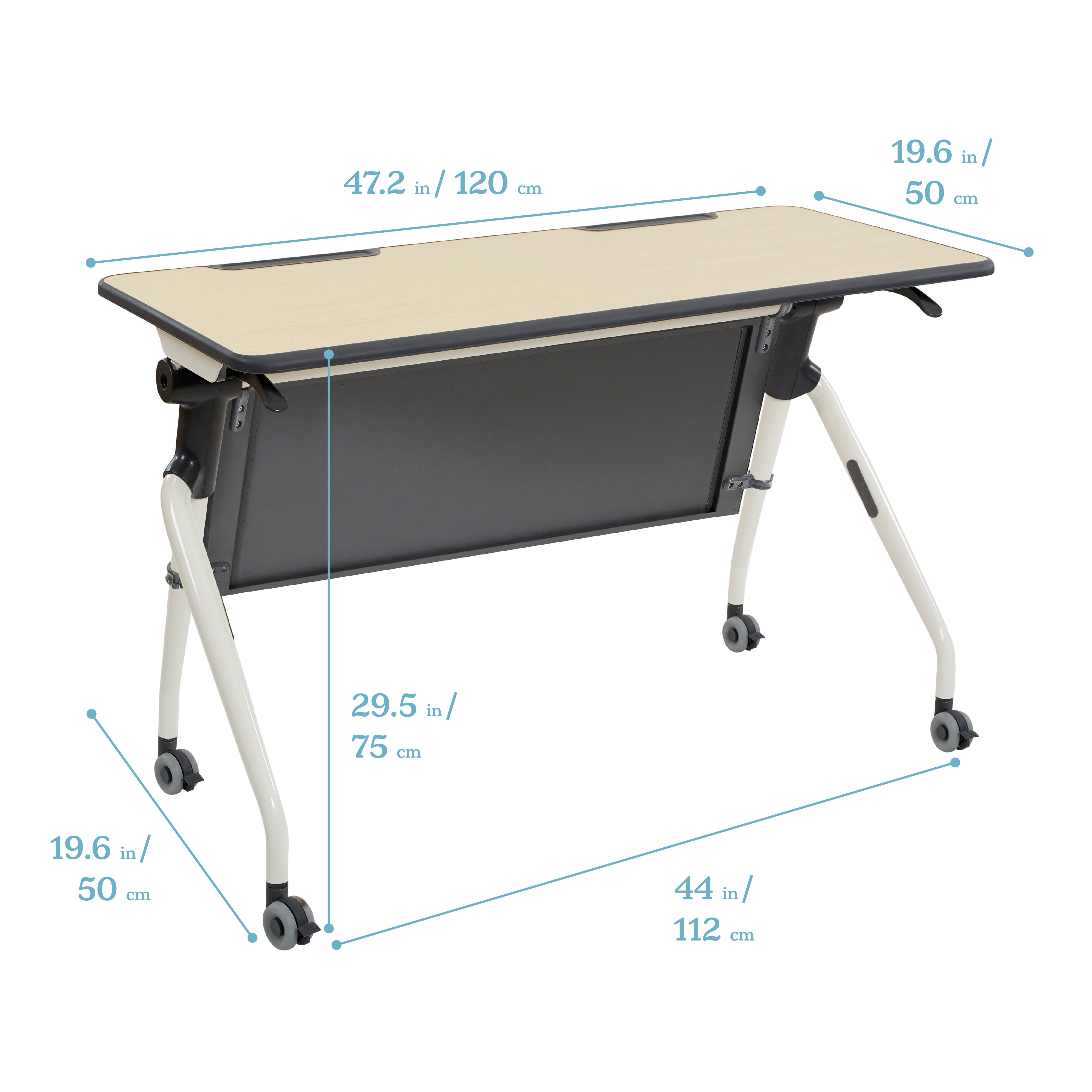 Double Nesting Mobile Desk, Portable Table, Maple/Grey