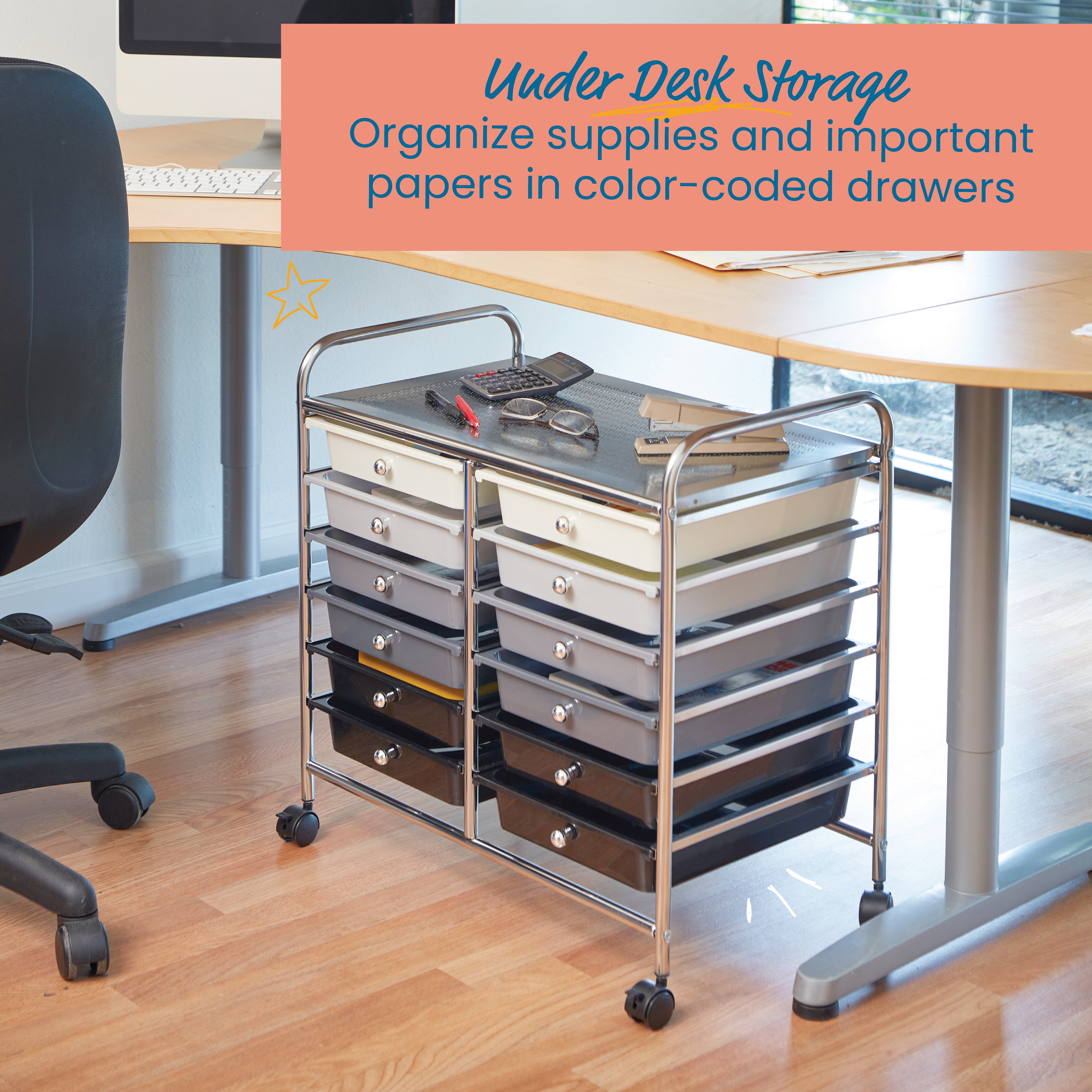 12-Drawer Mobile Organizer, Storage Cart