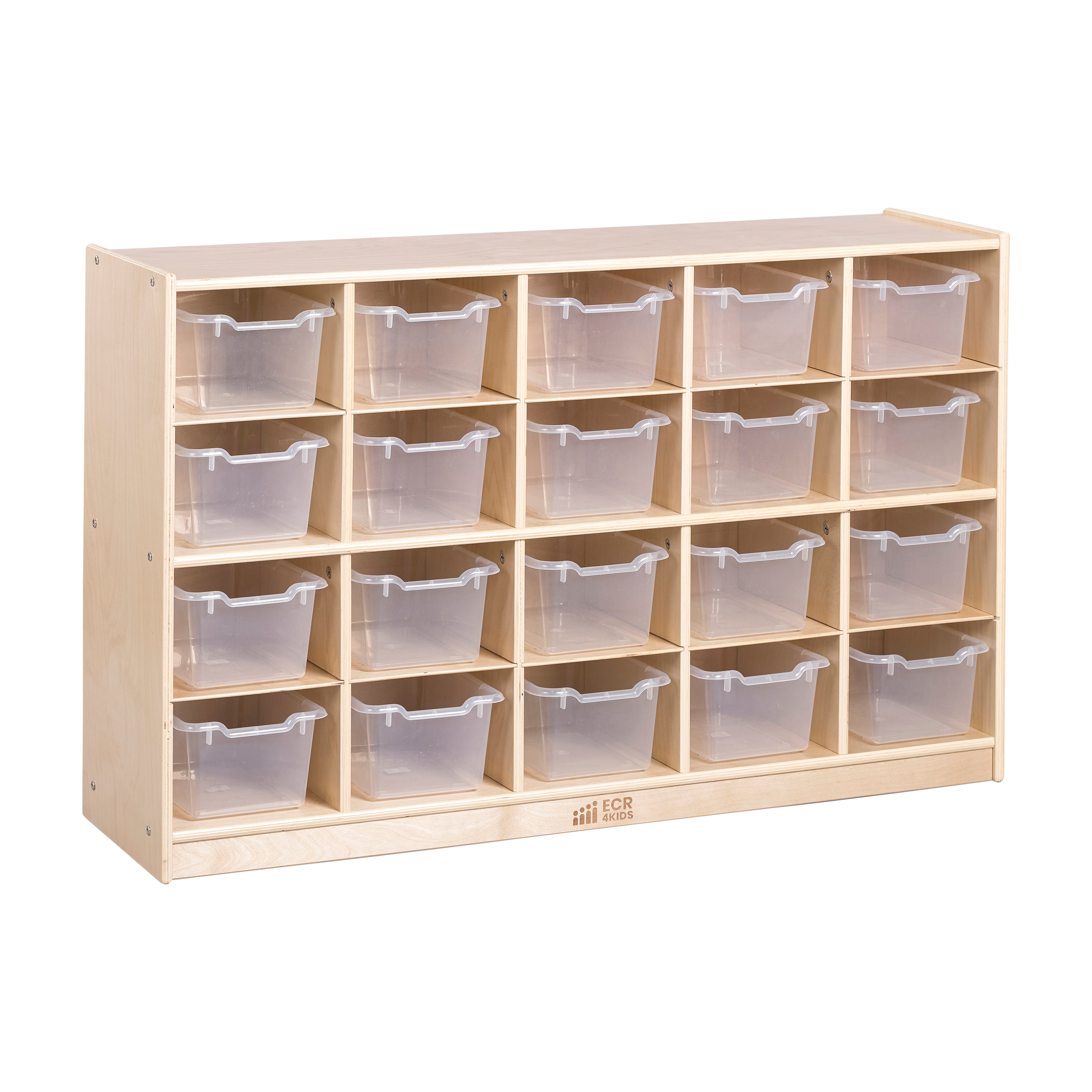 20 Cubby Mobile Tray Cabinet with 20 Scoop Front Storage Bins