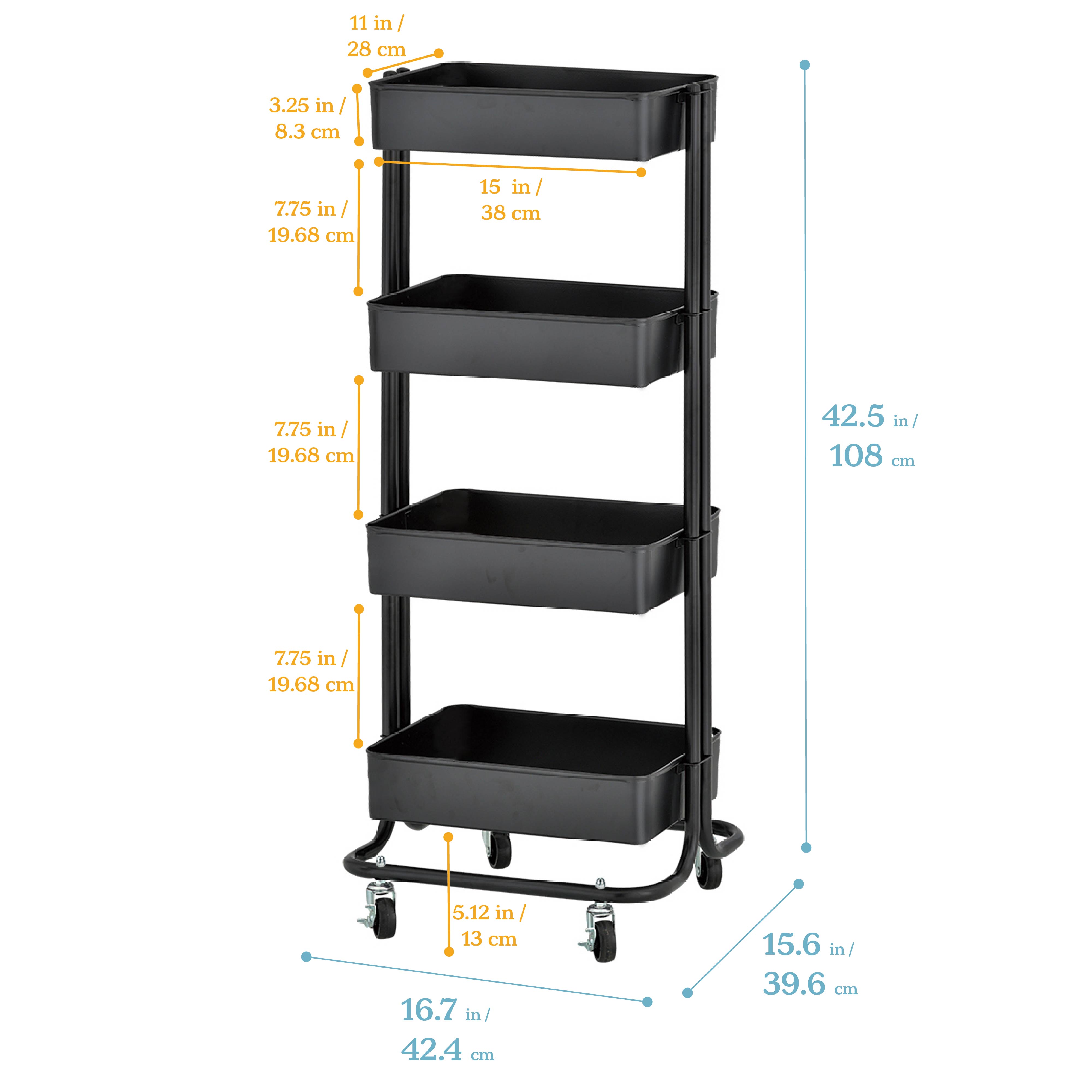 4 factory tier rolling cart