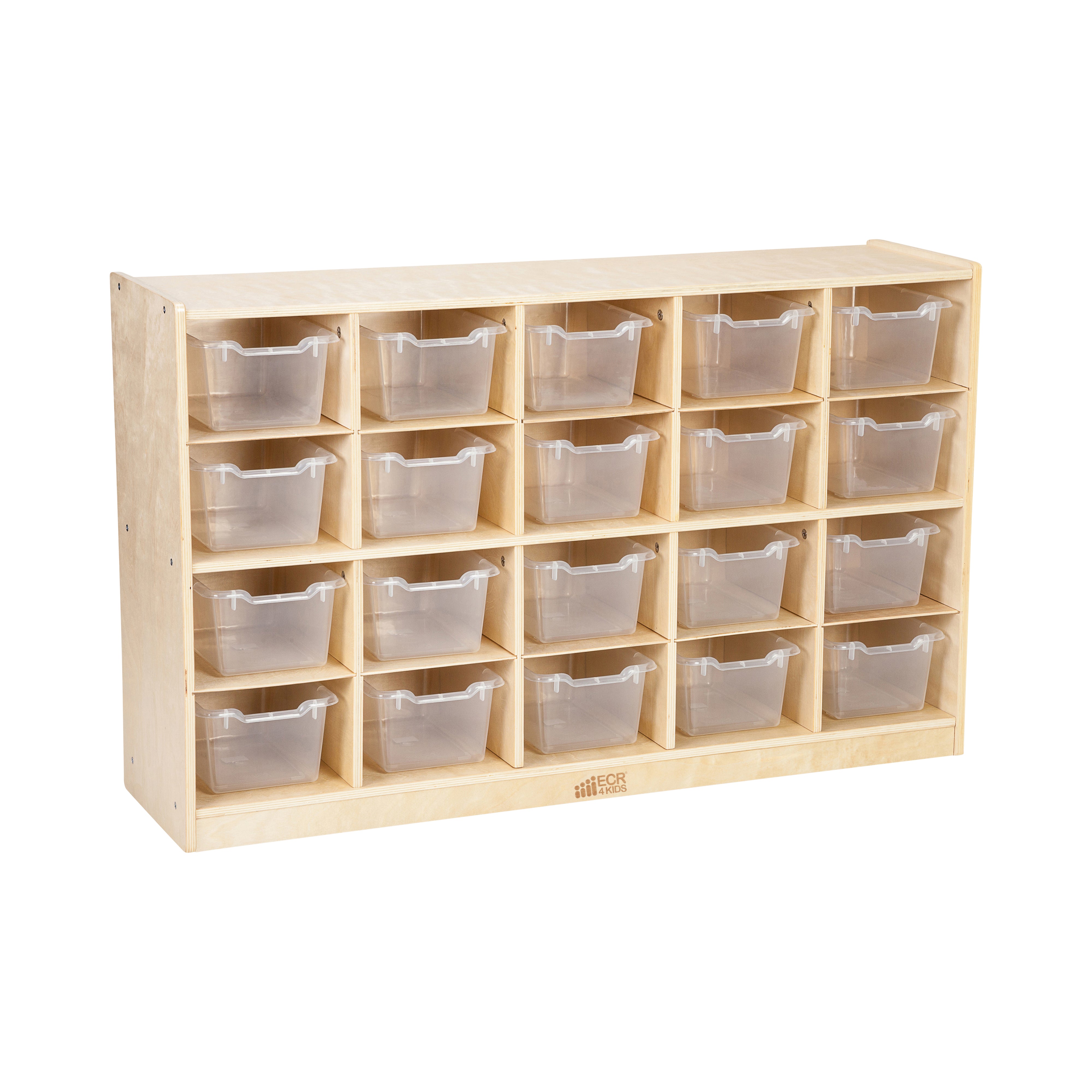 20 Cubby Mobile Tray Cabinet with 20 Scoop Front Storage Bins