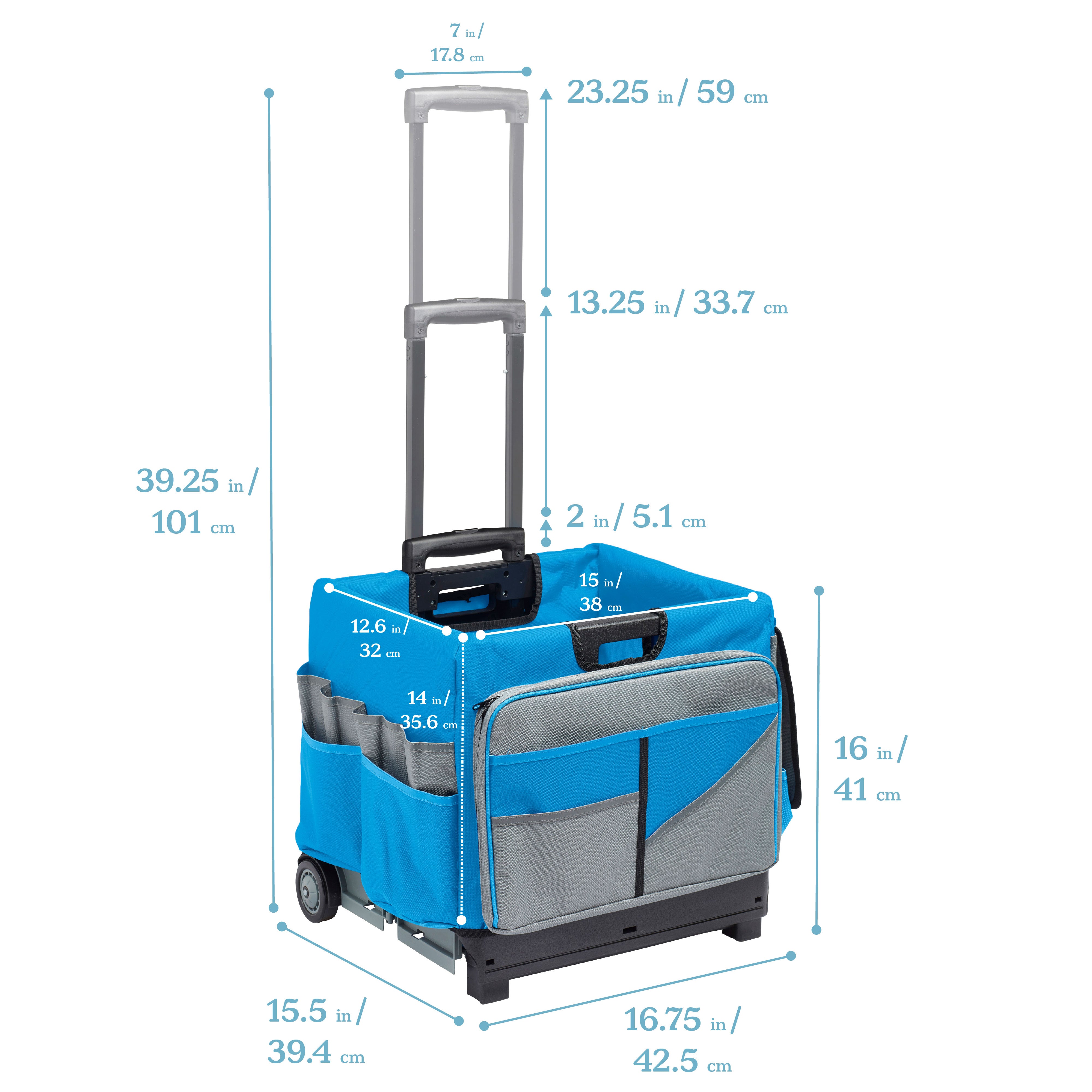 Universal Rolling Cart with Canvas Organizer Bag, Mobile Storage