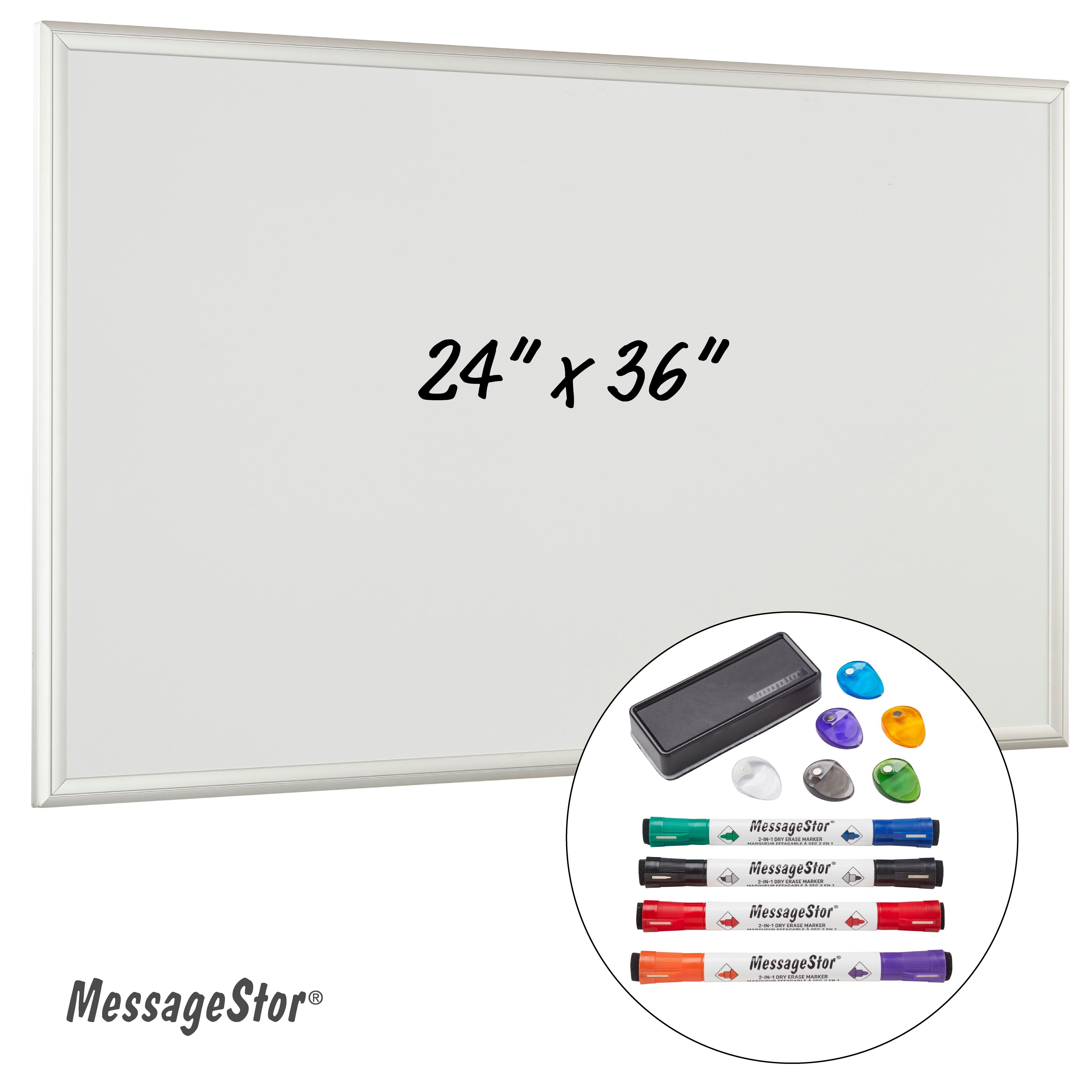 Dry-Erase Board with Accessories, Wall-Mounted Whiteboard