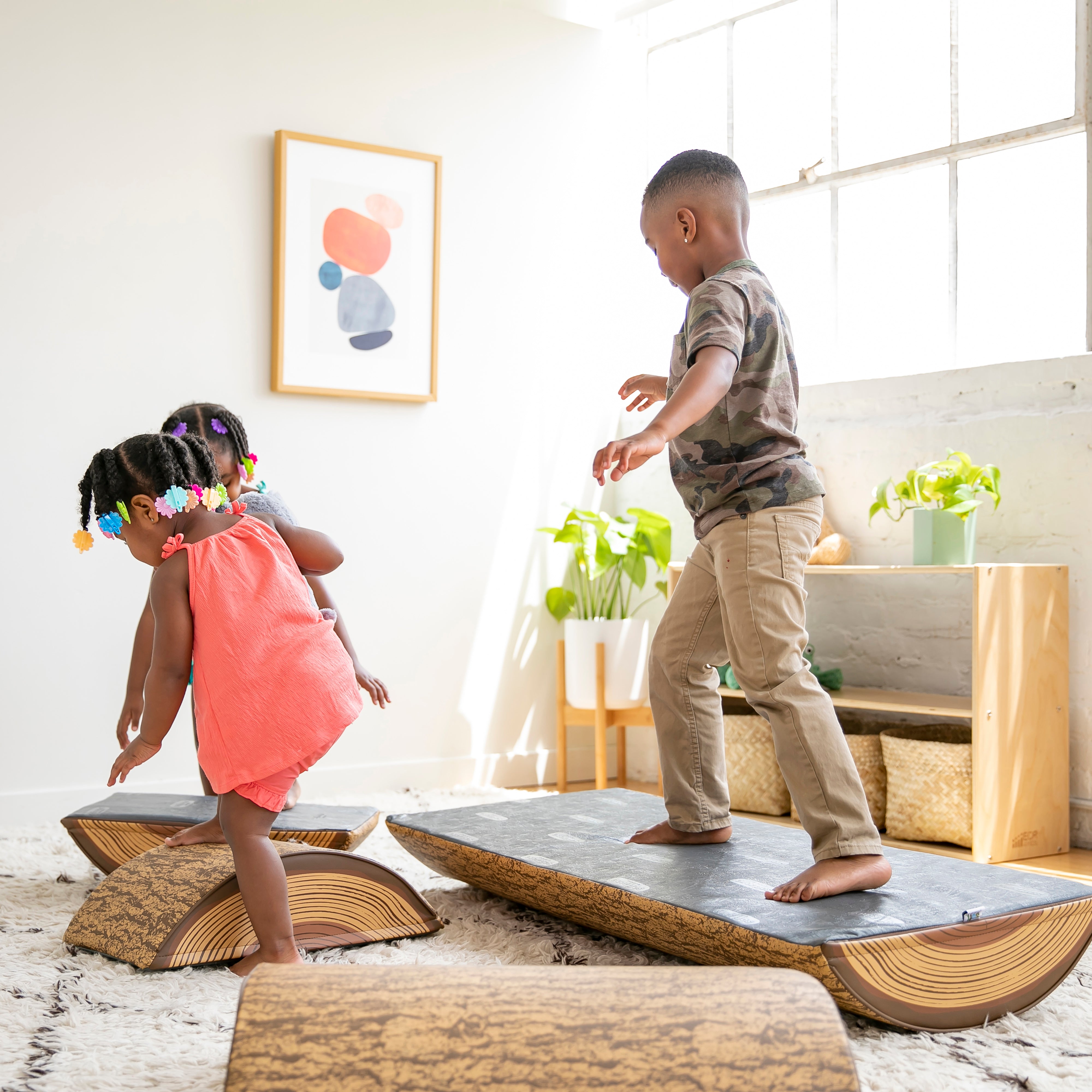 Tree Log Climber Playset, Indoor Toddler Foam Obstacle Course, 4-Piece