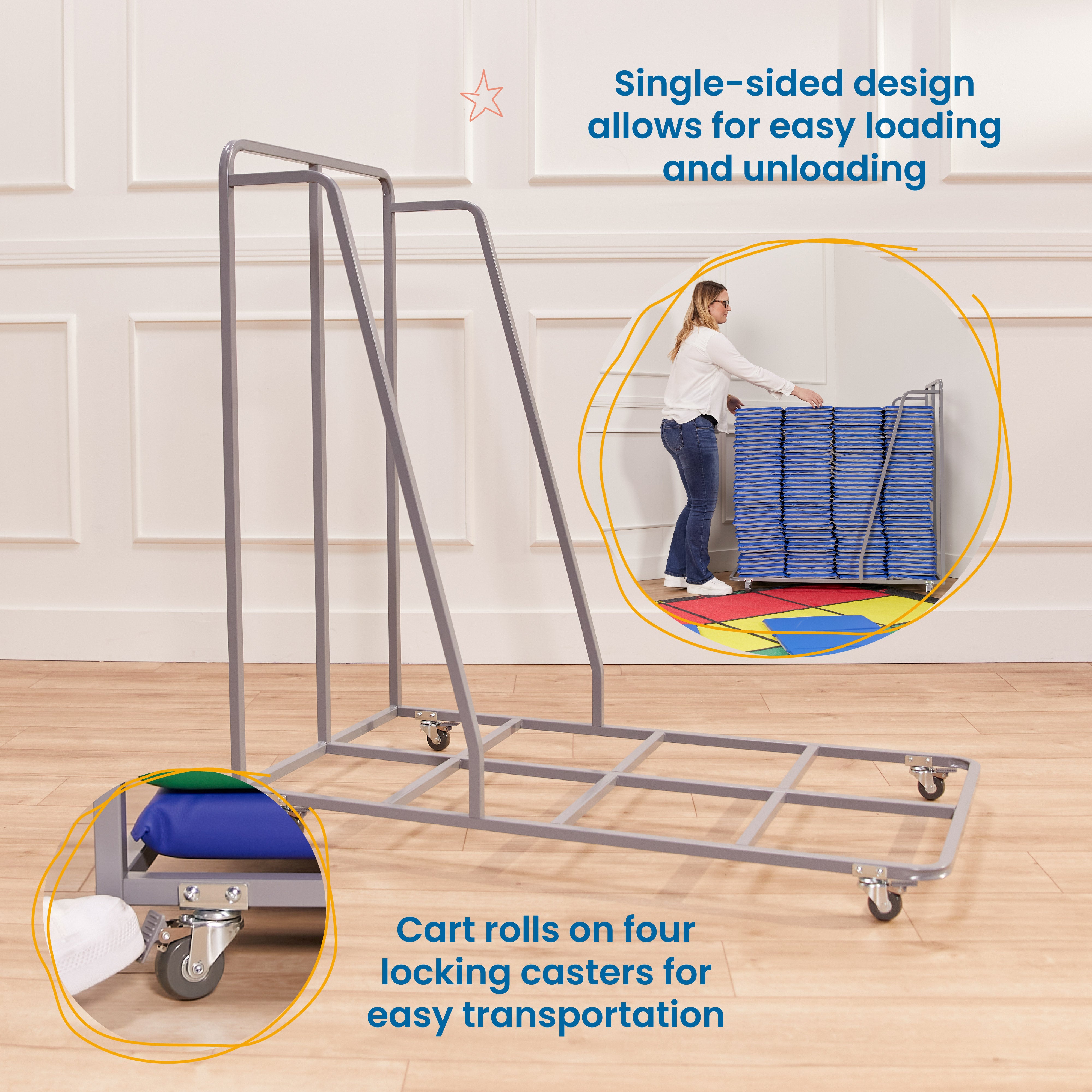 Rest Mat Trolley, Storage Cart - Grey