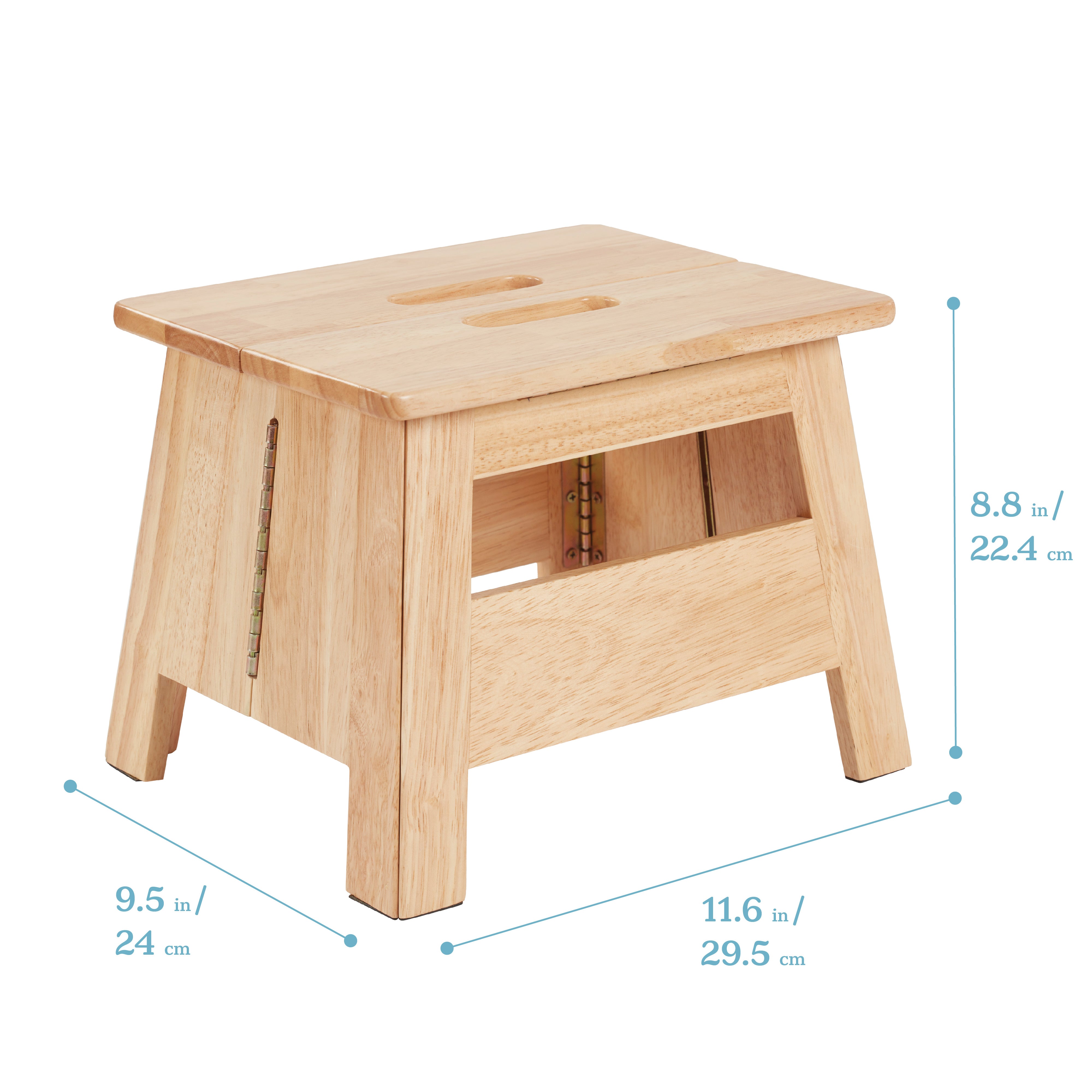 Folding Step Stool with Handle, Hardwood Non-Slip Stepstool