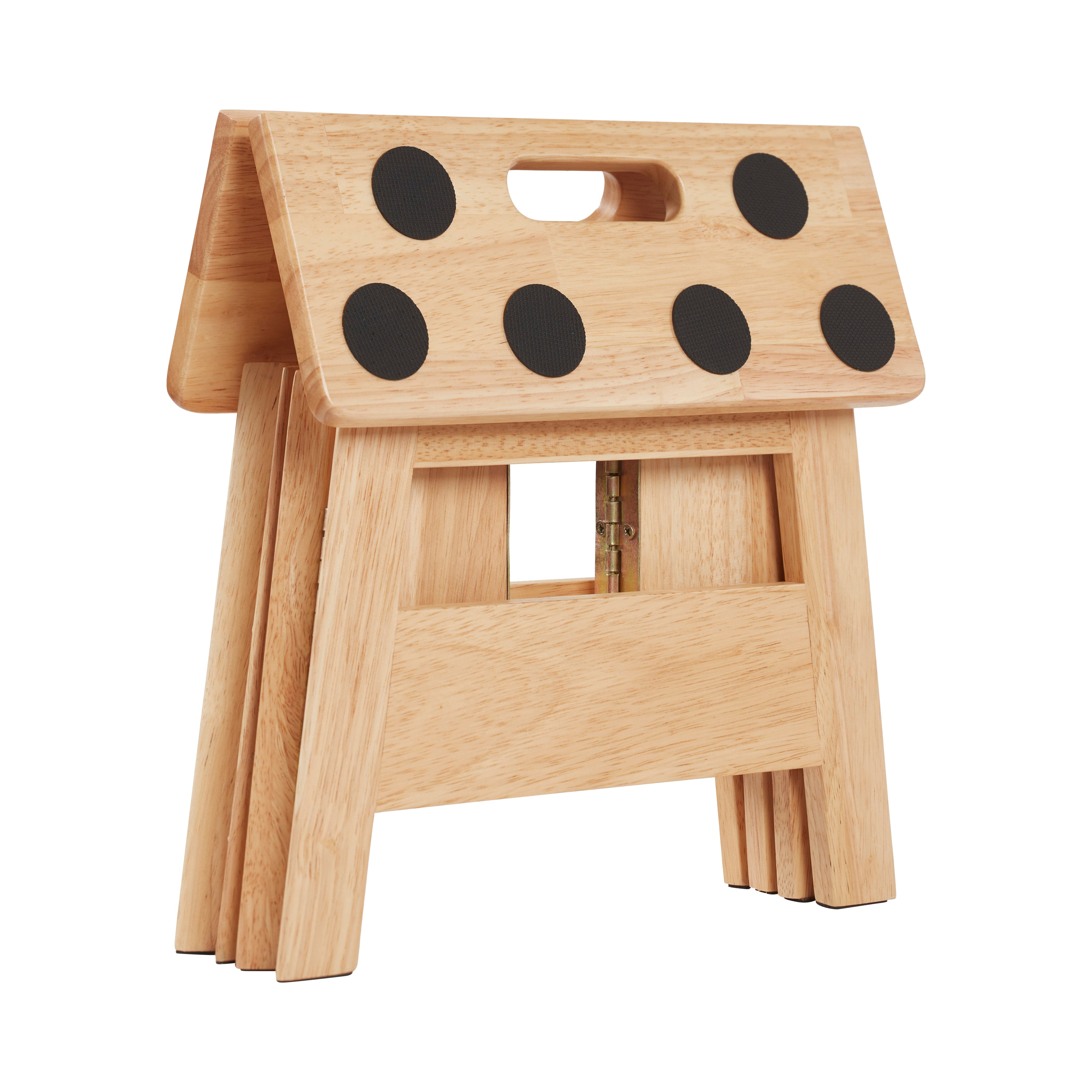 Folding Step Stool with Handle, Hardwood Non-Slip Stepstool