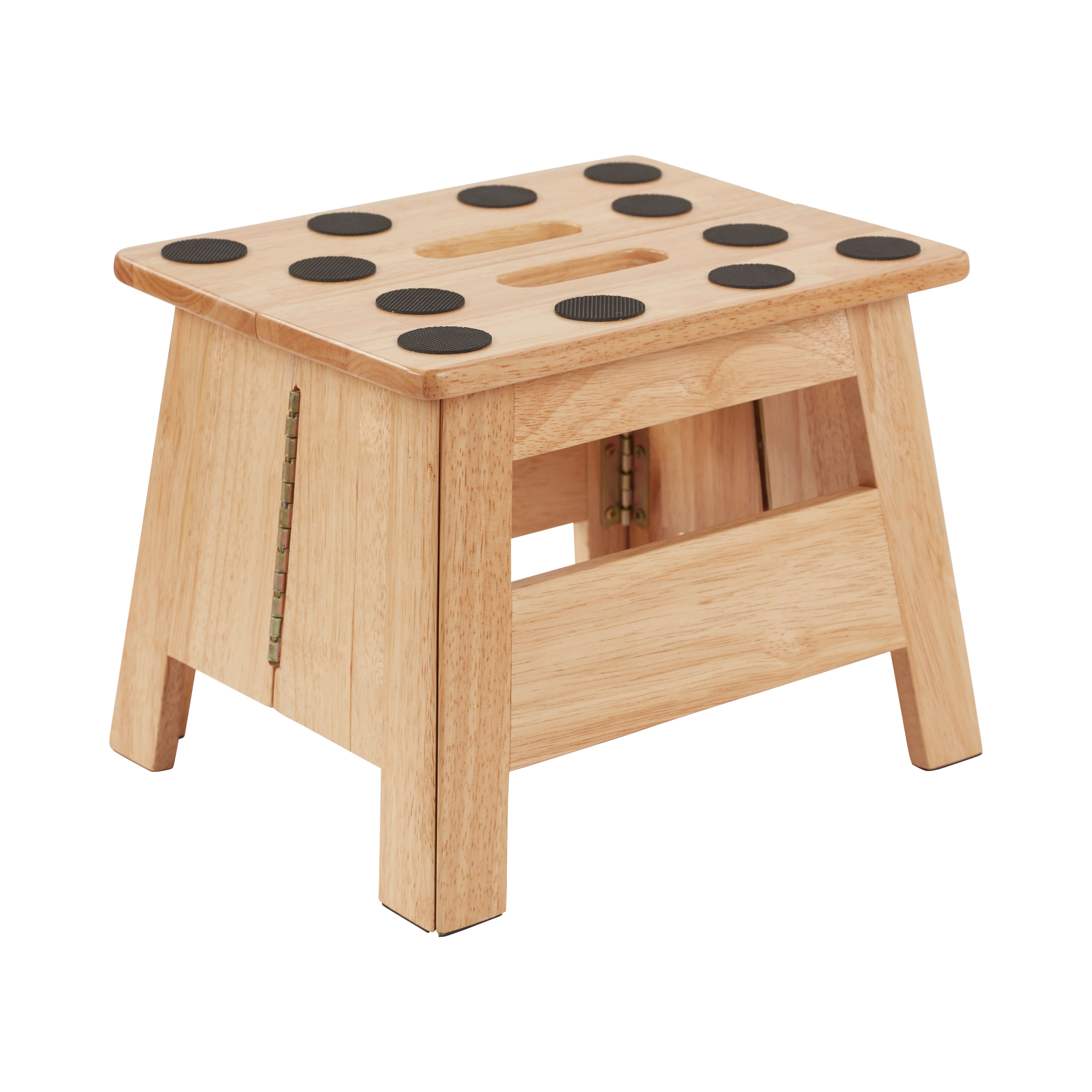 Folding Step Stool with Handle, Hardwood Non-Slip Stepstool